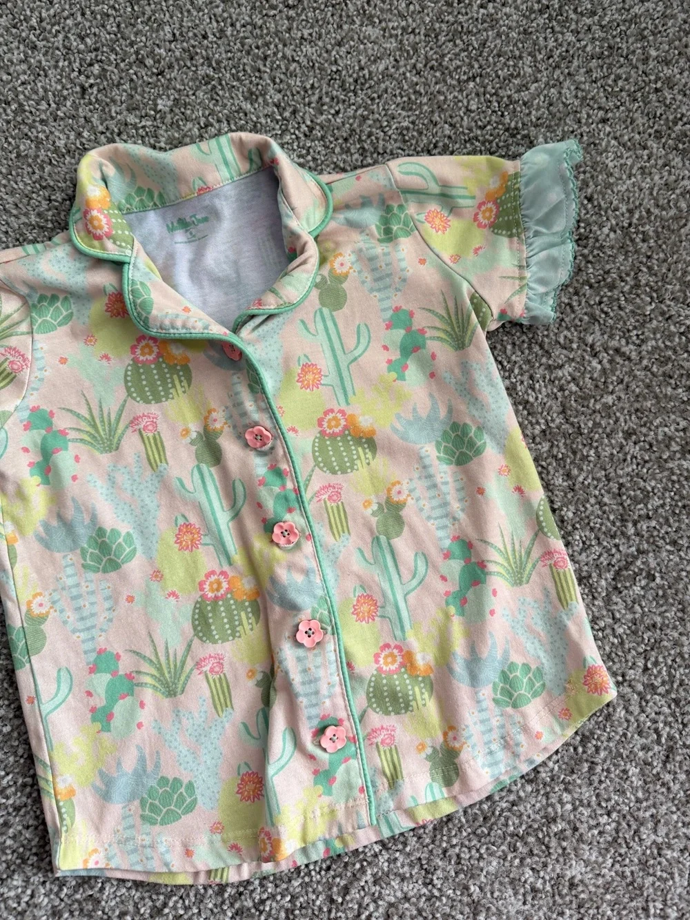 Matilda Jane Pastel Cactus Print Button-Up Top - Mint, Pink, Yellow